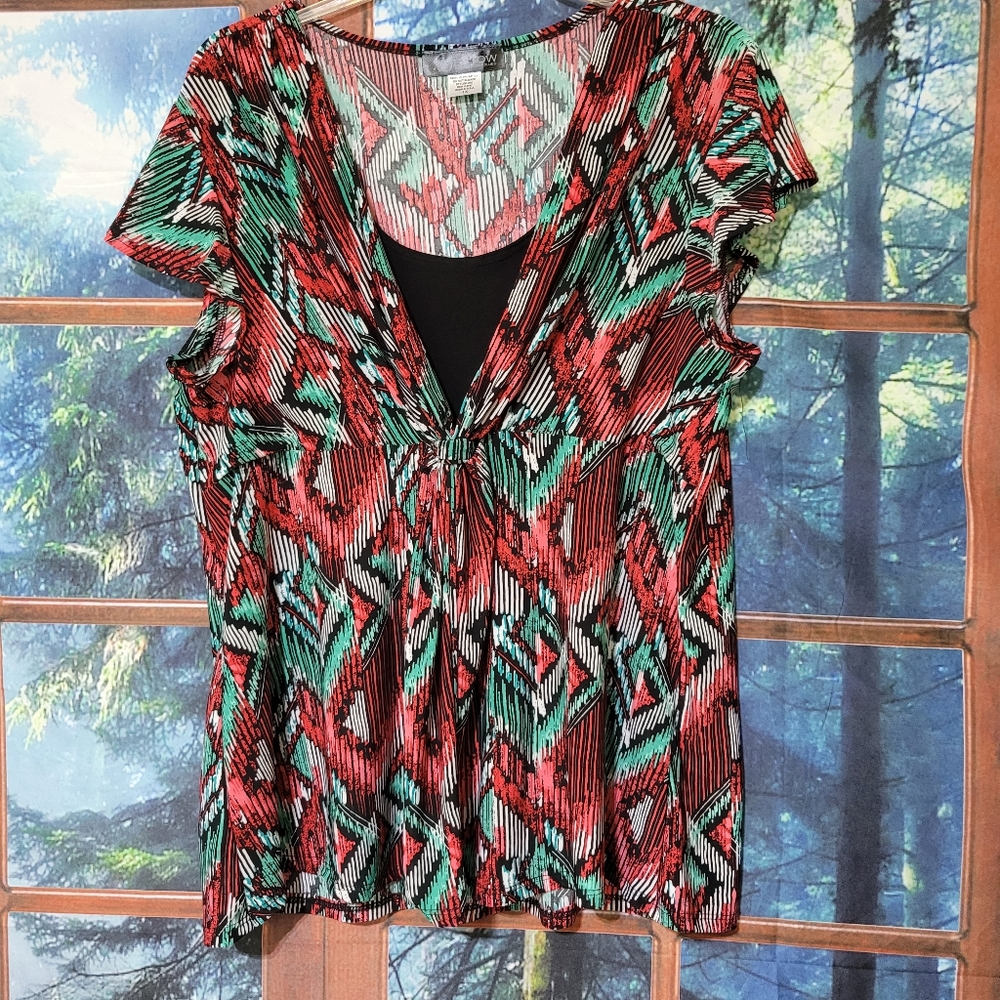 (4294) BESTOW, Womans  Top,Blouse, multi colors.  Size 1X,